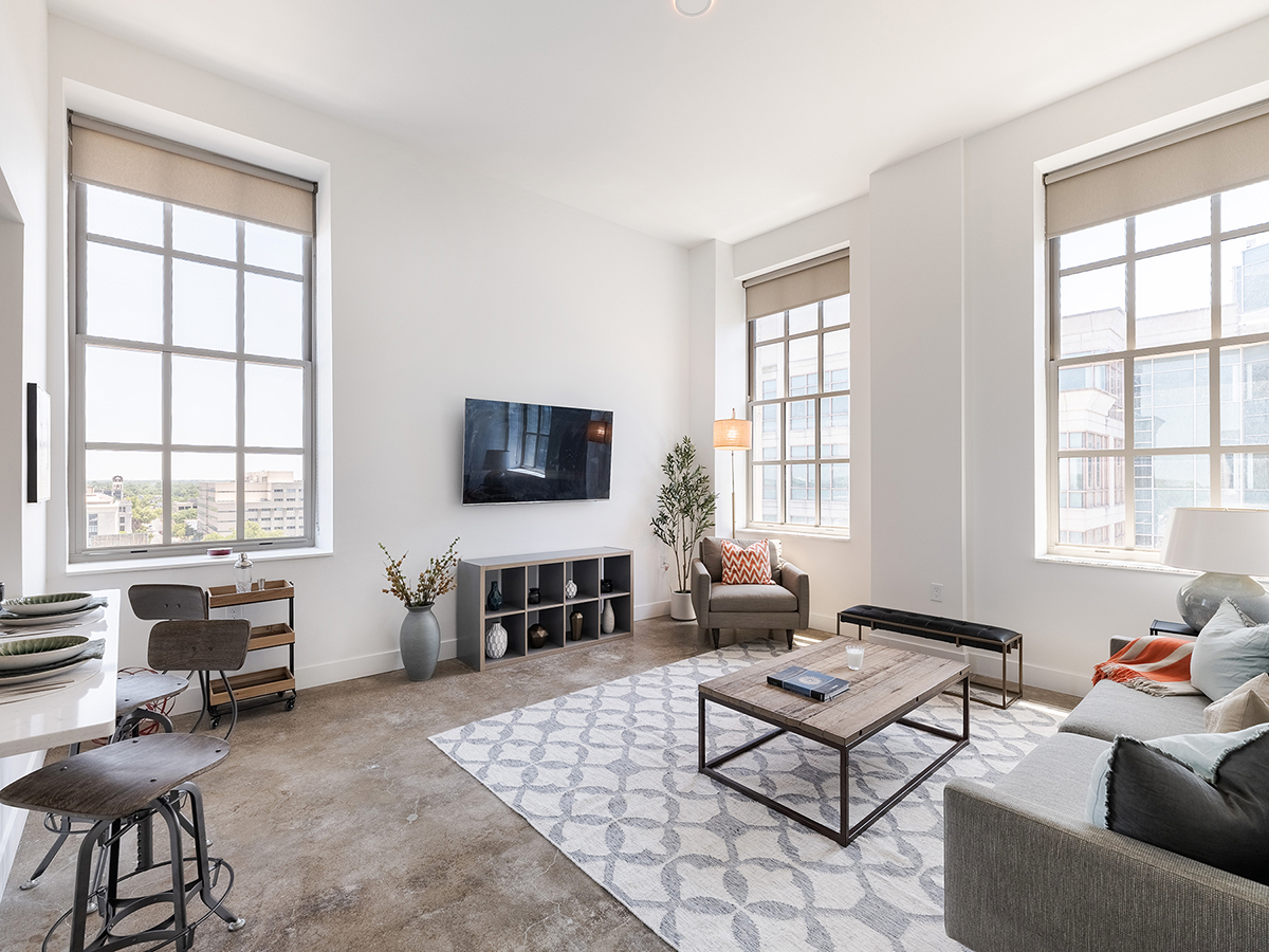 The Bell Apartments at 216 East State Street Living Room